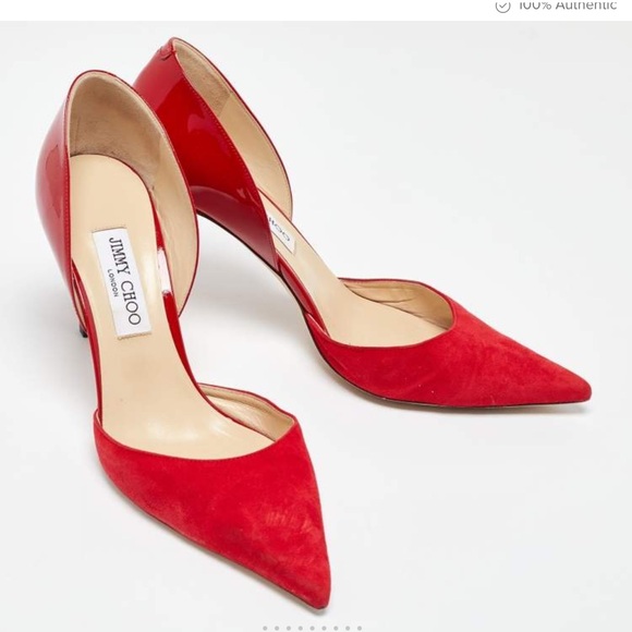Jimmy choo suede /patent leather Red Women's Heels